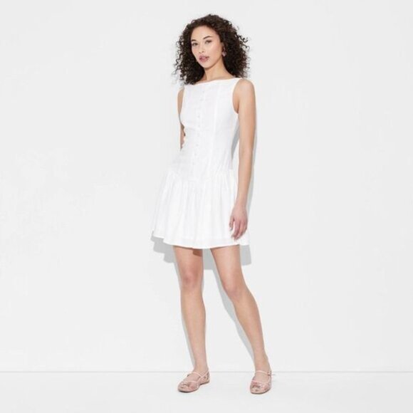 Wild Fable Women's White Drop Waist Mini Sundress XL - Picture 1 of 11